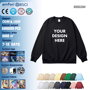 Top Deal 300gsm Unisex Essentials Sudaderas de cuello redondo en blanco Jerséis de poliéster de algodón de punto Logotipo personalizado - Product Image 1