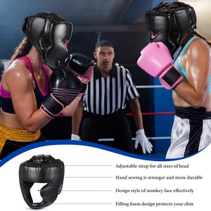 Protector de Cabeza para Boxeo, Talla Única, Negro, Ajustable, de Cuero PU, para MMA, Muay Thai, Kickboxing, Sparring y Entrenamiento - Product Image 5
