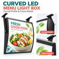 Enseignes LED d'intérieur pour affichage publicitaire, boîte lumineuse LED murale suspendue incurvée, en alliage d'aluminium décoratif en forme d'arc, pour prix et menus de magasin