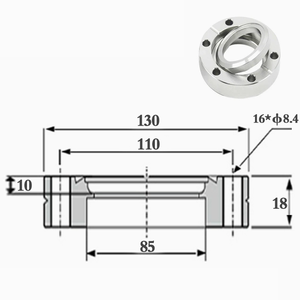 Conflat sous <span class=keywords><strong>vide</strong></span> <span class=keywords><strong>sanitaire</strong></span> en acier inoxydable CF 80 bride aveugle avec trou taraudé - Product Image 1