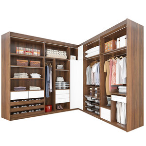 Luxury Wooden Wardrobe Closet <strong>Glass</strong> Door Wardrobe Wooden Cupboard In Bedroom - Product Image 3
