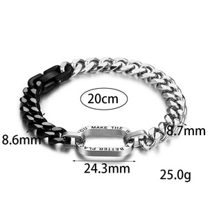 Bracelet en chaîne cubaine en titane pur <span class=keywords><strong>de</strong></span> qualité médicale, finition polie, avec breloque à clip, bijoux pour hommes, <span class=keywords><strong>texte</strong></span> gravé personnalisé - Product Image 6