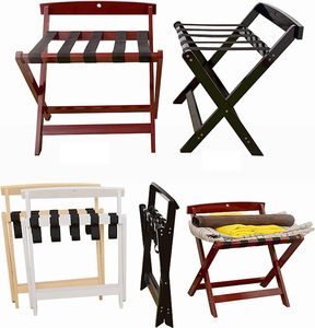 <span class=keywords><strong>Porte</strong></span>-bagages pliant en <span class=keywords><strong>bois</strong></span> avec dossier – Pas d'assemblage requis – Support de <span class=keywords><strong>valise</strong></span> portable pour chambre d'hôtes, chambre à coucher, hôtel - Product Image 3