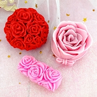 Silikonformen für Rosenkerzen Blumensäulen 3D-Kuchendekoration Valentinstag Rosen-Duftkerzen Eiswürfel