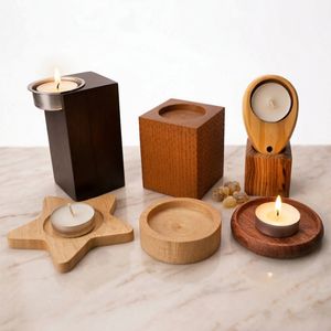 Porte-bougie en bois WeWood du Vietnam, formes variées, support en bois naturel pour bougies chauffe-plat, plateau décoratif - Product Image 1