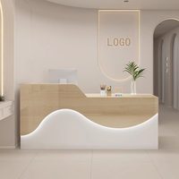 Comptoir de bar commercial en cuir QT-215X avec rangement, design moderne pour salon de beauté et réception d'entreprise