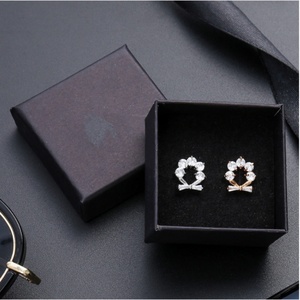 Jewelry Packing Box Black Kraft Paper Rigid <b>Boxes</b> Matt Lamination <b>Gift</b> Packing Custom Logo Recycled Materials for Rings <b>Earrings</b> - Product Image 3