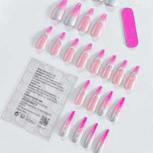 Fournisseur d'<span class=keywords><strong>ongles</strong></span> en gros d'usine chinoise : Faux <span class=keywords><strong>ongles</strong></span> à presser, couvrance totale, courts et moyens, formes amande et carrée, style French - Product Image 2