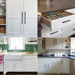 Solid Aluminum Cabinet Handles Matte <b>Black</b> And Silver For Wardrobe Drawer <b>Door</b> Extended Straight Handle - Product Image 2