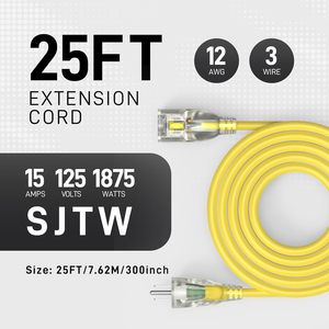 25ft 12/3 đo sjtw LED thắp sáng Outlet ETL được liệt kê nhiệm vụ nặng nề trong nhà/ngoài trời mở rộng dây IP65 15A không thấm nước-50c 60C - Product Image 4