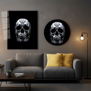 Ornate <b>Skull</b> Canvas Print: Abstract Gothic Wall <b>Decor</b>, Flat Artwork,TEMPERED GLASS ART - Product Image 3
