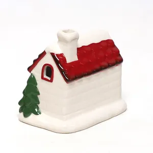 Petit phare en porcelaine fait à la main alimenté par batterie Noël Cornish Village Poterie Lanterne Maison rouge à vendre