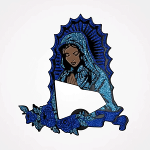 Özel Metal yaka logosu döküm Virgen şapka Pin Mariachi pimleri emaye şapka iğnesi renkli Glitter çerçeve Pin - Product Image 5