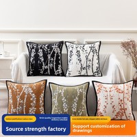 Funda de cojín cuadrada oriental de chenilla acolchada, superventas transfronteriza, con relleno de fibra hueca, respaldo perfumado pequeño, lavable
