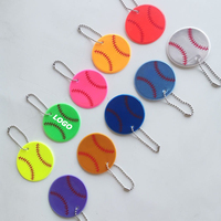 Porte-clés réfléchissant de 6 cm en forme de ballon de baseball de dessin animé pour la sécurité cycliste nocturne, pendentif de sac à dos, logo personnalisé