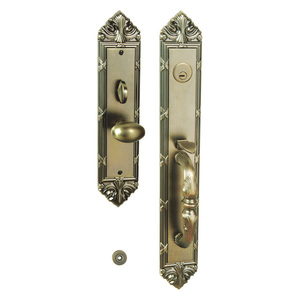 Manija de puerta doble clásica de lujo para villa, juego de manijas de palanca para entrada exterior con cerradura, ideal para proyectos residenciales de gran entrada. - Product Image 2