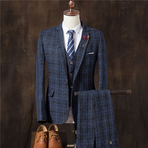 <span class=keywords><strong>Traje</strong></span> de Tres Piezas a Cuadros Estilo Coreano para <span class=keywords><strong>Hombre</strong></span>, Corte Entallado, Blazer de Un Solo Pecho, <span class=keywords><strong>Traje</strong></span> Formal para Novio y Padrinos de Boda - Product Image 4