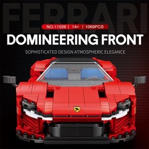 Blocs de construction de modèle de supercar rouge de la série technique, voiture de course de style MOC SP3 avec portes à ciseaux, compatible avec les grandes marques - Product Image 6