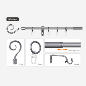 <span class=keywords><strong>Tringle</strong></span> à <span class=keywords><strong>rideau</strong></span> télescopique en acier inoxydable 13/16 mm et ensemble de tuyaux, design moderne, anti-rouille, promotion Allemagne - Product Image 4