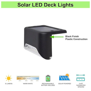 Black <b>Solar</b> LED <b>Deck</b> <b>Light</b> Warm White Outdoor Lamp For Patio Fence Stair Garden Landscape Decoration - Product Image 5