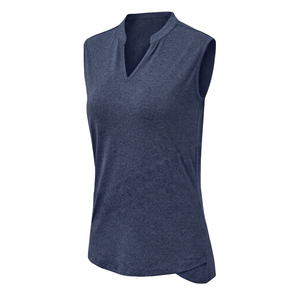 Nueva Camiseta sin Mangas para Mujer, Estilo Vintage a Cuadros, Transpirable, Ecológica, Tejida, con Botones Frontales, Logotipo, Cuello Redondo, Manga Corta, 100% Poliéster, Casual - Product Image 1