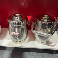 Pot isotherme à double couche en acier inoxydable Conteneur de stockage portable pour réchauffer les aliments Boîte à lunch Boîte à bento en métal avec poignée