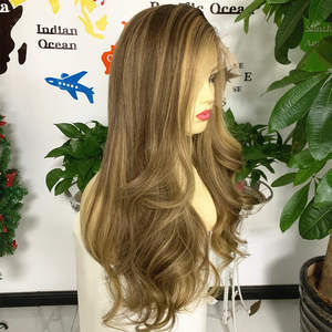 100% cabello humano de alta calidad 180% densidad cabello completo transparente encaje frontal pelucas Color claro Rubio <span class=keywords><strong>Ombre</strong></span> Color ondulado pelucas de estilo - Product Image 3