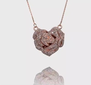 จี้3D และหัวใจสีโรสโกลด์14K สุดหรูประดับเพชรเลียนแบบสไตล์ฮิปฮอปฐานเงิน925 - Product Image 3