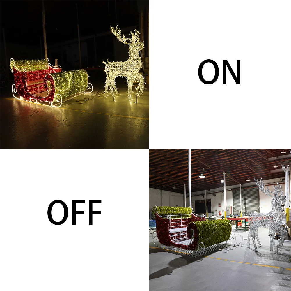 PVC Warm White Luminous Christmas Reindeer Carriage Motif Light IP65 for Outdoor Commercial Use Holiday Wedding Decorations · image 2