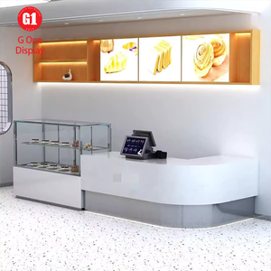 Customizable Minimally Modern Coffee Tea Shop Bar Counter Company Front Desk Reception Display <b>Cabinets</b> for Showcases Design - Product Image 6