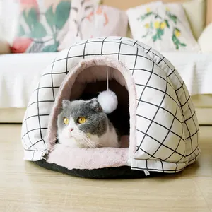 Relax lines Shell Nest Abnehmbare warme plus dicke geschlossene Katzen betten mit Drop Ball Klapp sofa Luxus-Hunde bett
