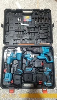 Juego de herramientas eléctricas de litio sin escobillas, taladro percutor, taladro angular, llave de impacto, juego de cuatro piezas, 2 baterías universales