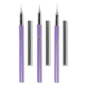 Pinceau à ongles en nylon avec manche métallique violet pour le dessin de lignes de vernis gel, la peinture d'art des ongles et l'utilisation en salon de manucure - Product Image 1