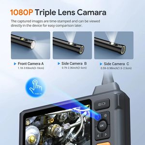 Interface USB Caméra d'inspection endoscope 5 \ "Écran IPS 10 LED Capteur d'image CMOS à triple objectif 1080p Max Stock 1920x1080 - Product Image 2