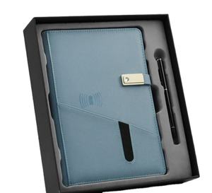 2024 Ensemble de cahier de chargeur sans fil recouvert de cuir Livre de composition avec tampon juridique pour cadeaux d'entreprise pour le secteur de l'éducation - Product Image 1