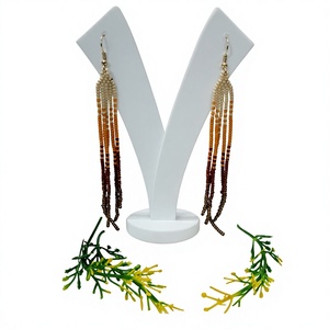 Nouvelles Boucles d'Oreilles Bohèmes Plaqué Or avec Franges de Perles, Bijoux Longs Multicolores de Haute Qualité pour Femmes - Product Image 3