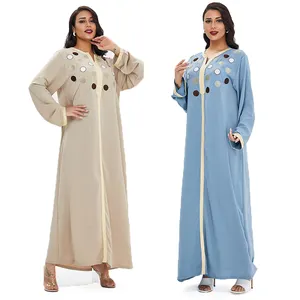 Spring Autumn Cotton Prayer Dress Turkish Casual Solid Color Long Skirt Loose Maxi Muslim Islamic Dresses for Women