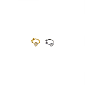 <b>Crystal</b> <b>Earrings</b> 316L Stainless Steel PVD Gold Plating Heart Shape <b>Studs</b> For Women Jewelry ORO - Product Image 2