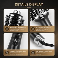 Brosse Sèche-Cheveux à Huile Essentielle Torlin 800W 110-240V 2 Réglages de Chaleur Flux d'Air Surround à 360 Degrés Séchage Rapide Lissage Bouclage