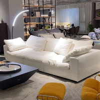 Canapé modulaire d'angle en tissu pliable à plumes, pour salon, style nordique moderne, blanc