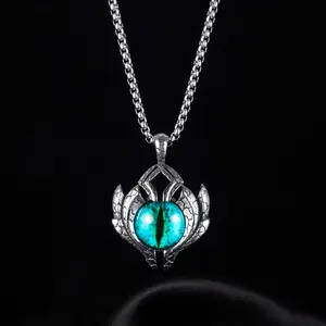 Vintage Devil's Blue Eye Street Hip Hop Stainless Steel Pendant Necklace Demon Necklaces Jewelry Accessories Outdoor Party