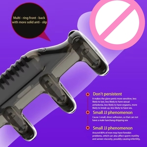 Anneau vibrant 4 anneaux pour correction du prépuce, manchon pénien en cristal à picots, jouet sexuel pour homme pour retarder l'éjaculation, vente en gros - Product Image 2