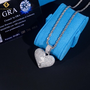 จี้รูปหัวใจประดับเพชรโมอิสซาไนต์ สไตล์ฮิปฮอป เครื่องประดับชั้นดี ดีไซน์โดดเด่นและเก๋ไก๋ - Product Image 2