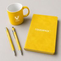 Kit de bienvenue professionnel pour entreprises : ensemble d'articles promotionnels personnalisés avec logo de marque, comprenant un carnet, un stylo et une gourde, idéal pour les recrutements.
