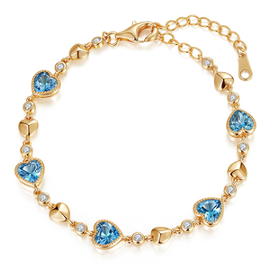 아이벤치 지르콘 17cm 테니스 여성 패션 맞춤형 7mm 18cm CZ 로맨틱 하트 14K 골드 로듐/플래티넘 도금 링크 팔찌 - Product Image 1