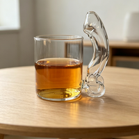 Mug en verre transparent avec poignée originale, tasse en verre artisanale créative, cadeau personnalisé pour l'eau, la bière ou les boissons