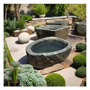 Pot de fleur extérieur en pierre naturelle Pot d'eau en pierre de cour étang à poissons pour la décoration de jardin - Product Image 1