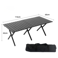 Table de camping pliable en acier au carbone avec plateau en bois pour les activités de barbecue et de pique-nique en plein air