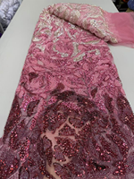 Dentelle en tulle brodée de perles NI.AI, dentelle en filet colorée avec des sequins, dentelle africaine pour robe de mariée