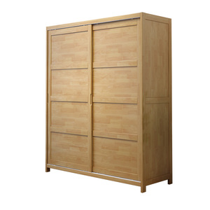 Armario de madera maciza con puerta corredera, color natural, ahorrador de espacio, para dormitorio, para adultos y niños - Product Image 4
